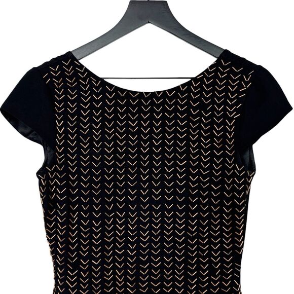 6 Shore Road Black Beaded Mini Dress Size Small Short‎ Sleeve Low Back - Picture 3 of 15